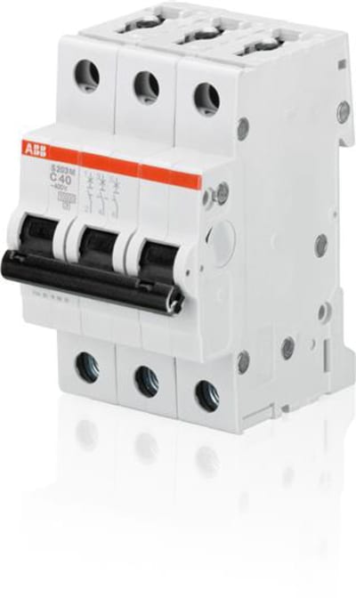 ABB S203M-D13 Miniature Circuit Breaker — 3P, Type D, 13 A, 10 kA 2CDS273001R0131