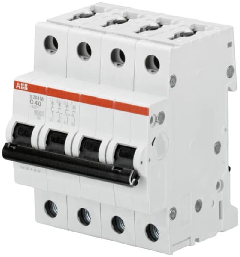 ABB S204M-D13 Miniature Circuit Breaker — 4P, Type D, 13 A, 10 kA