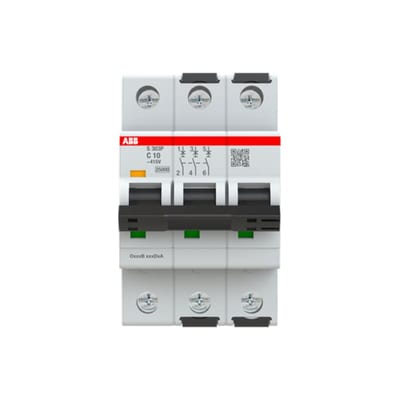 ABB S303P-C10 Miniature Circuit Breaker — 3P, Type C, 10 A, 25 kA