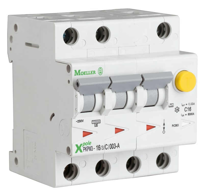 Residual current circuit breaker with overcurrent 16A 3P BA 30MA (PKPM3-16/3/B/003-A)