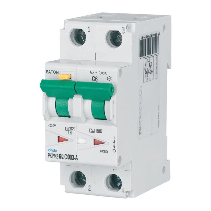 Residual current circuit breaker with overcurrent 6A 2P C 30MAA (111638)