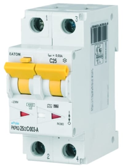 Residual current circuit breaker with overcurrent 25A 2P C 30MAA