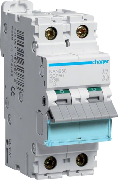 Miniature circuit breaker 2X50A, scp-curve, 10KA