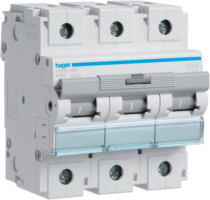 Hager Systemer MCB 3P 15KA B-80A 4.5M HMB380