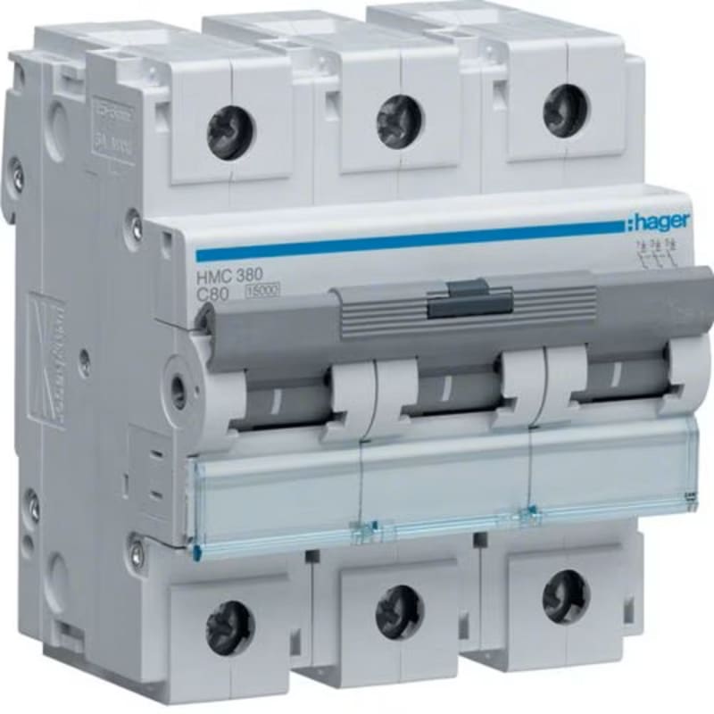 Miniature circuit breaker 3X80A, c-kar 15KA, 4,5-M (HMC380)