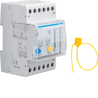 Hager 1660561 Earth Leakage Relay — 2-Channel, Adjustable 30 mA–10 A, 0–3 s Time Delay, 50 % Pre-Alarm
