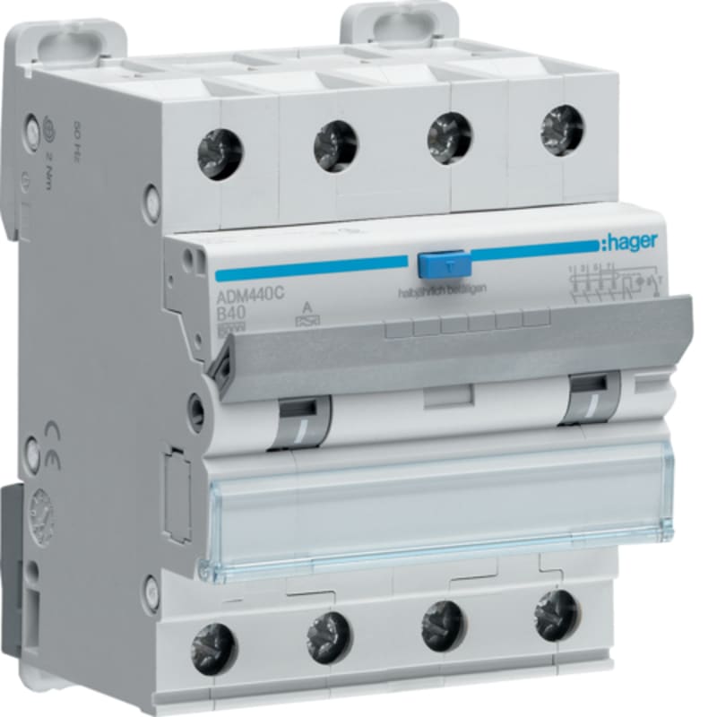 Residual current circuit breaker with overcurrent 30MA B-Curve, 4X40A, 6KA A (ADM440C)