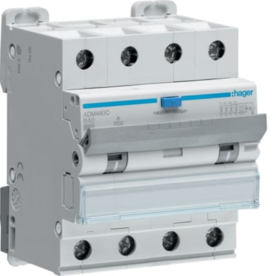 Residual current circuit breaker with overcurrent 30MA B-Curve, 4X40A, 6KA A