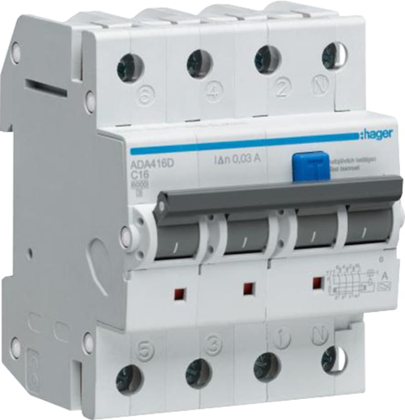 Residual Current Circuit Breaker WITH Overcurrent 3+N 10A C 30MA (ADM460C)