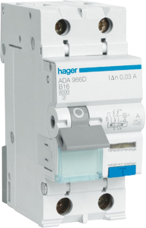 Residual current circuit breaker with overcurrent 30MA C-Curve 2X13A 10KA A (ADA263N)