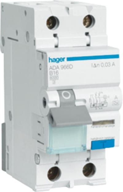 Residual current circuit breaker with overcurrent 30MA C-Curve 2X13A 10KA A