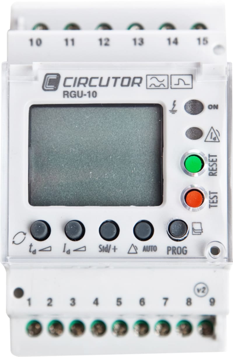 Function RGU-10 Earth Leakage Relay — Type A, 30 mA–30 A, 0.02–10 s, Programmable