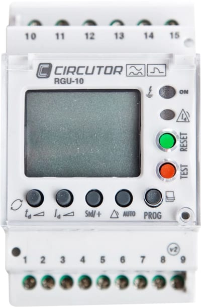 Function RGU-10 Earth Leakage Relay — Type A, 30 mA–30 A, 0.02–10 s, Programmable
