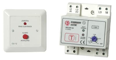 Function SECAP-25 JP Directional Earth Fault Relay with CU-12 Indicator Panel — IT Network, Adjustable 30–300 mA, Ø25 mm Integral Toroid, Panel Included