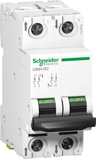 Schneider Electric miniature circuit breaker - C60H - 2 poles - 13 A - C curve A9N61529