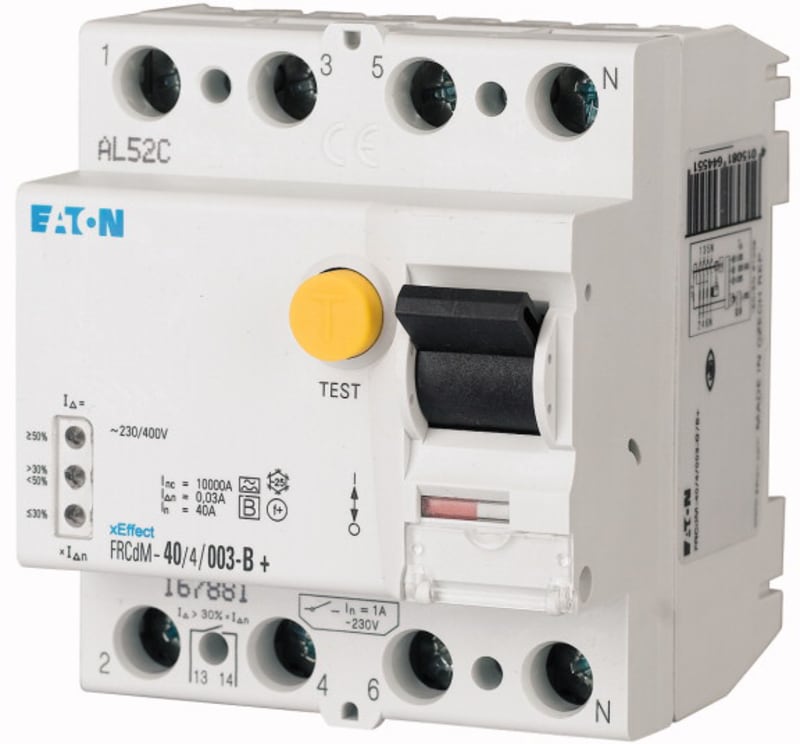 Eaton xEffect FRCdM Residual Current Circuit Breaker (RCCB) — Type B, 4-Pole, 40 A, 300 mA, Selective (167901)