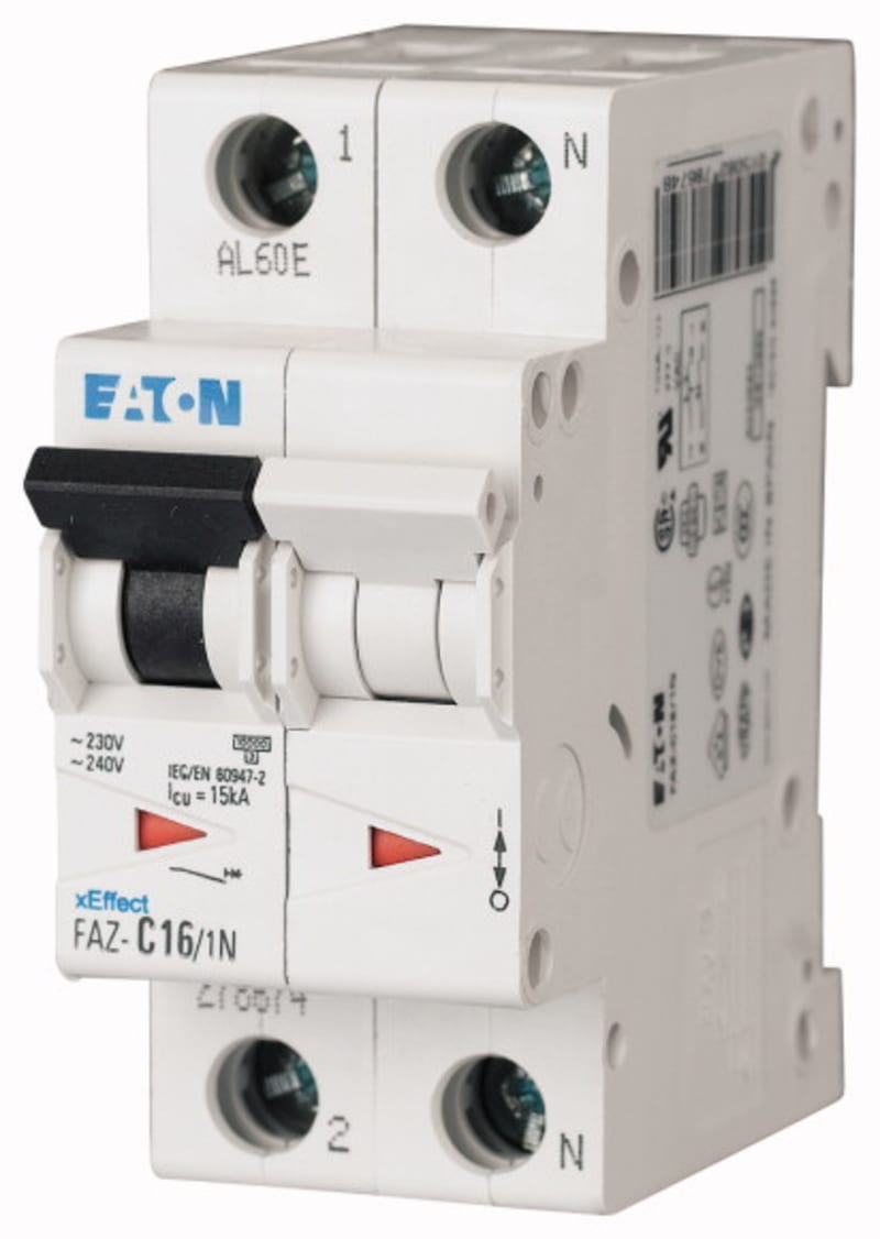 Eaton FAZ-K6/1N Miniature Circuit Breaker — 1P+N, Type K, 6 A, 15 kA