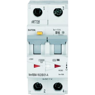 Residual current circuit breaker with overcurrent 16A 2P B 100MA A
