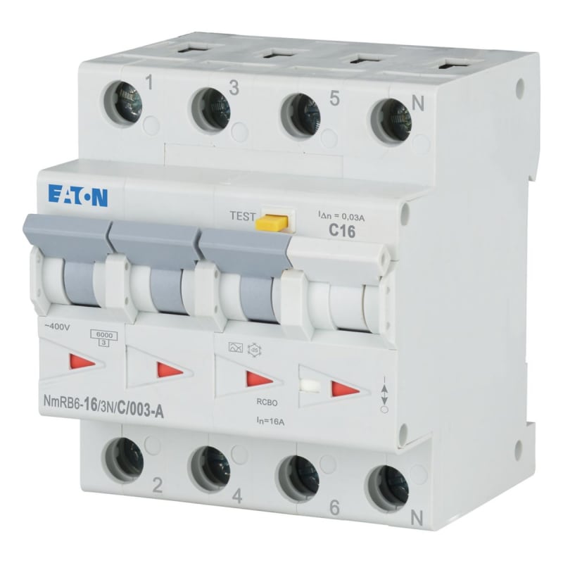 Residual current circuit breaker with overcurrent 16A 3P+N C 30MAA (193845)