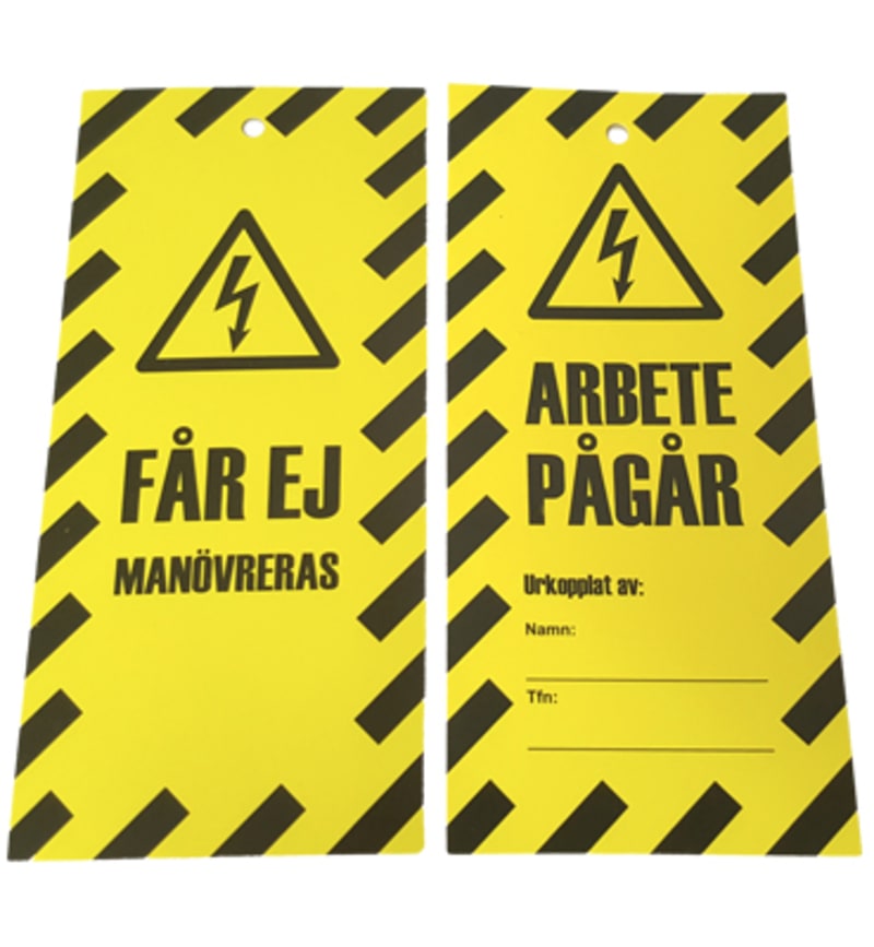 Gylling Teknikk Lockout Tag WORK PAGAR, Yellow/Black, Pack of 10 (X309849)