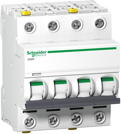 Schneider Electric A9F07404 ACTI9 IC60H Miniature Circuit Breaker 4P 4 A, Curve C