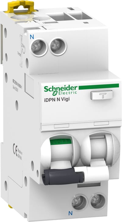 Schneider Electric Residual current breaker with overcurrent protection (RCBO), ACTI9 iDPN N Vigi, 1P+N, 10A, C curve, 6000A, A type, 300MA A9D42610