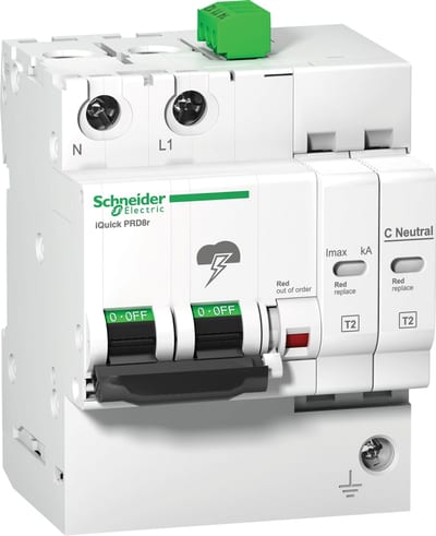 Schneider Electric iQuick PRD20R modular surge arrester - 1 pole + N - 350V - with remote transfer A9L16295