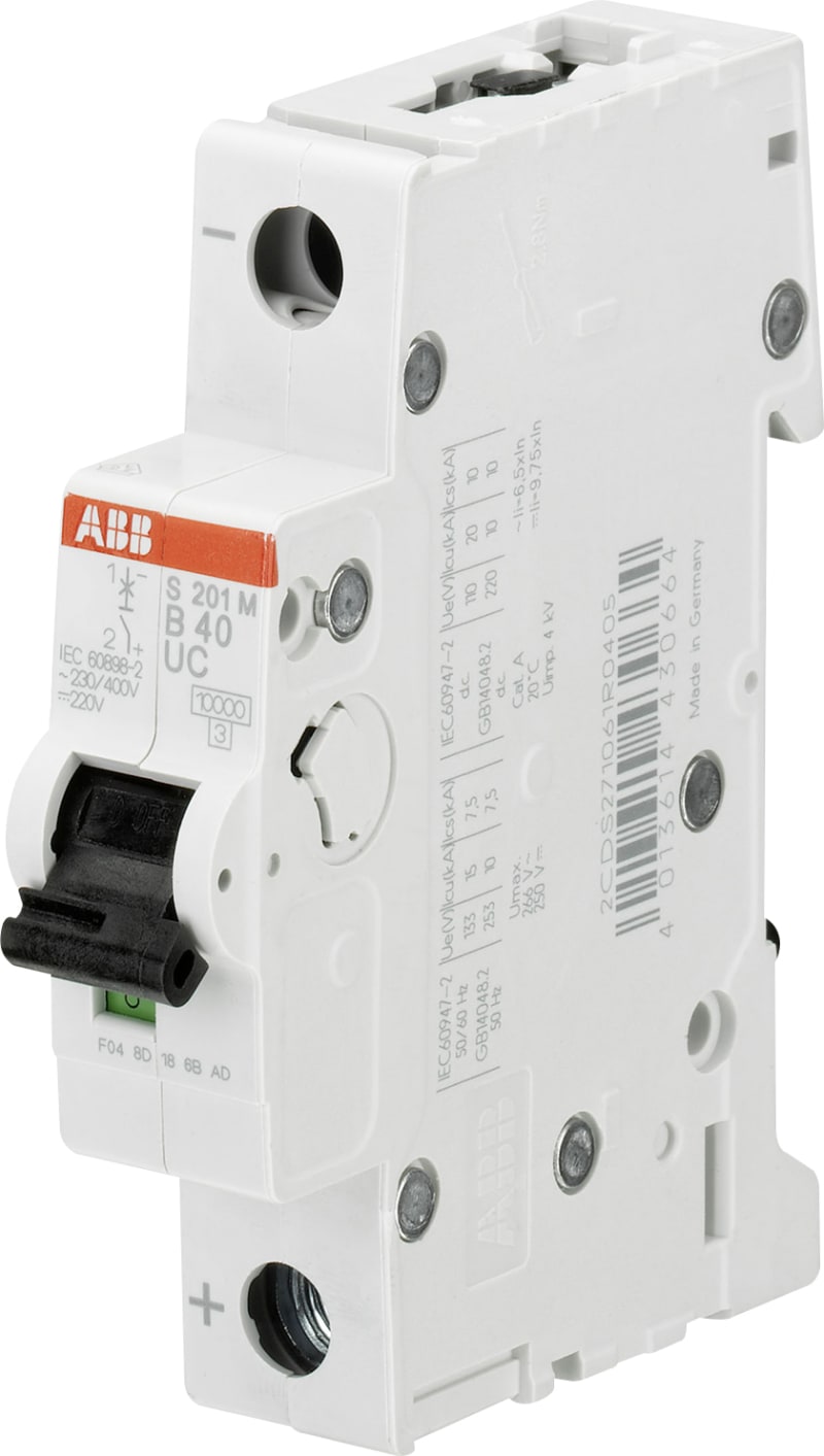 ABB S201M-B50 Miniature Circuit Breaker — 1P, Type B, 50 A, 10 kA