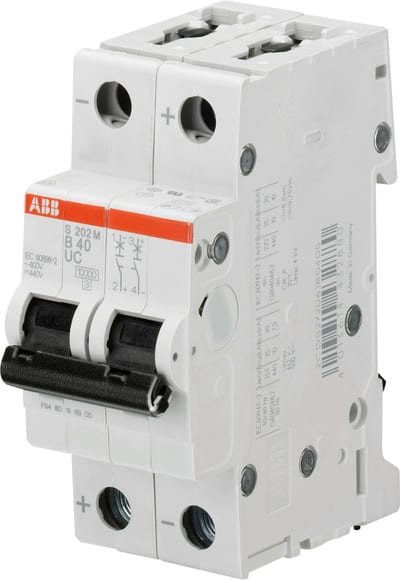 ABB S202M-B32 Miniature Circuit Breaker — 2P, Type B, 32 A, 10 kA
