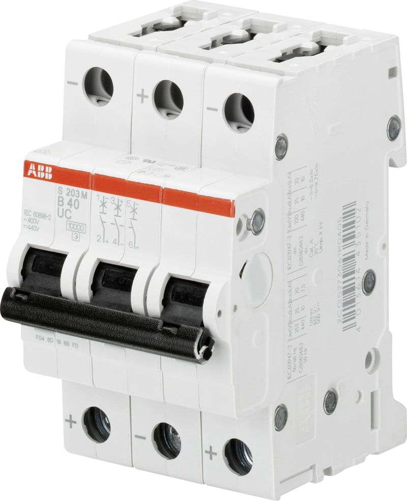 ABB S203M-B32 Miniature Circuit Breaker — 3P, Type B, 32 A, 10 kA