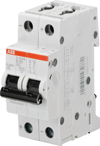 ABB S202M-C16 Miniature Circuit Breaker — 2P, Type C, 16 A, 10 kA