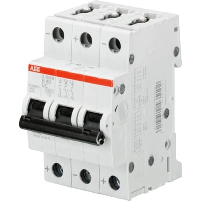 ABB S203M-C40 Miniature Circuit Breaker — 3P, Type C, 40 A, 10 kA