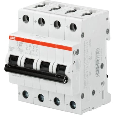 ABB S204M-C8 Miniature Circuit Breaker — 4P, Type C, 8 A, 10 kA