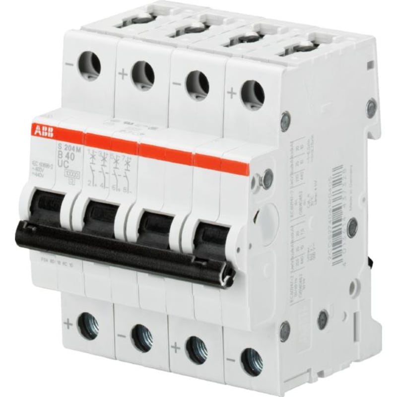 ABB S204M-C63 Miniature Circuit Breaker — 4P, Type C, 63 A, 10 kA