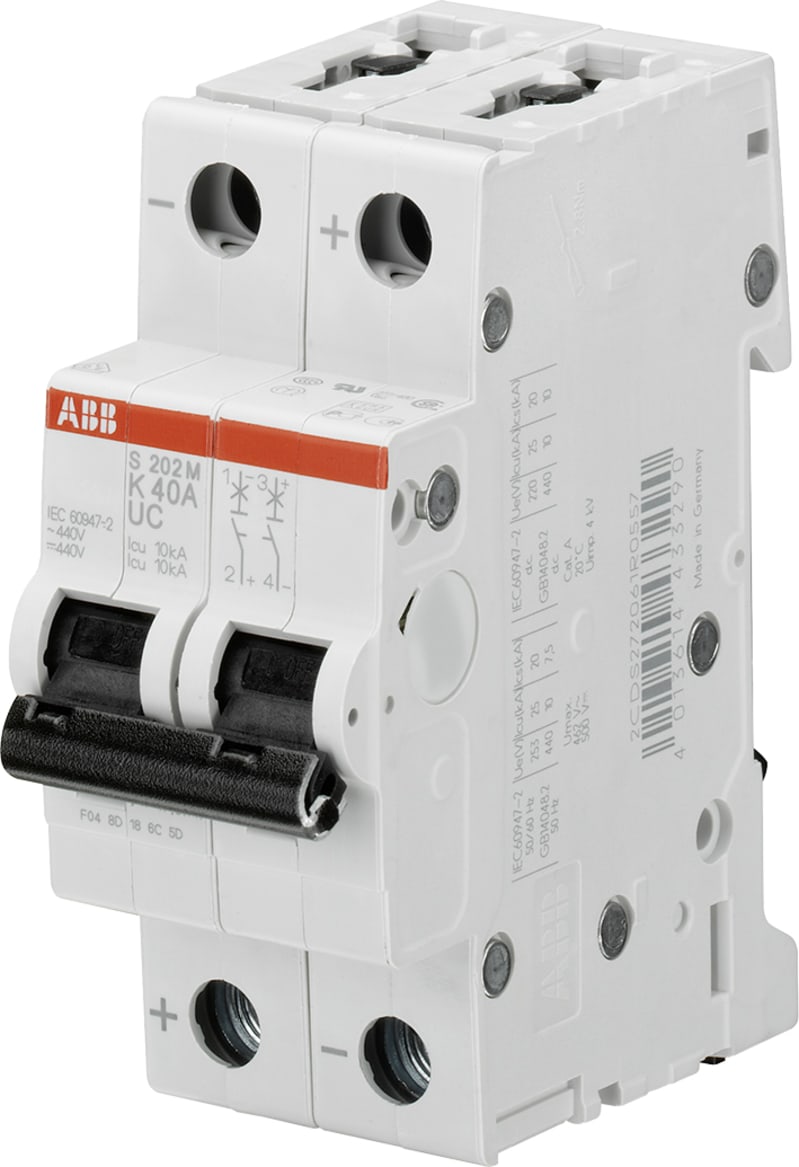 ABB S202M-Z16 Miniature Circuit Breaker — 2P, Type Z, 16 A, 10 kA