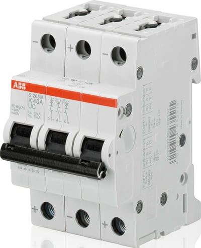 ABB S203M-Z3 Miniature Circuit Breaker — 3P, Type Z, 3 A, 10 kA