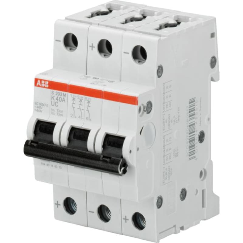 ABB S203M-Z6 Miniature Circuit Breaker — 3P, Type Z, 6 A, 10 kA