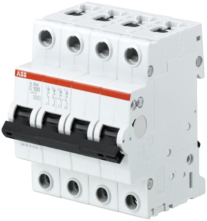 ABB S204-B80 Miniature Circuit Breaker — 4P, Type B, 80 A, 6 kA