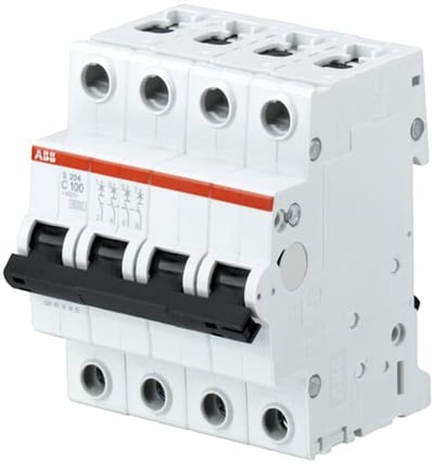 ABB S204-B80 Miniature Circuit Breaker — 4P, Type B, 80 A, 6 kA