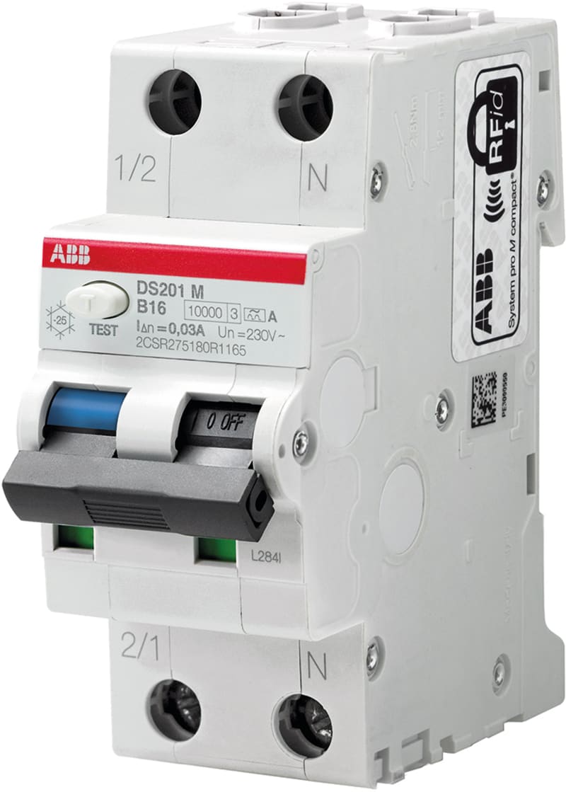 Residual Current Circuit Breaker WITH Overcurrent DS201 M C16 APR100MA (2CSR275480R2164)
