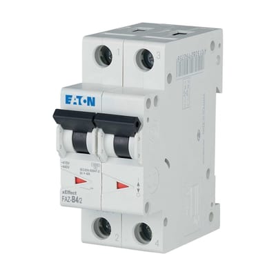 Eaton FAZ-B4/2 Miniature Circuit Breaker — 2P, Type B, 4 A, 15 kA
