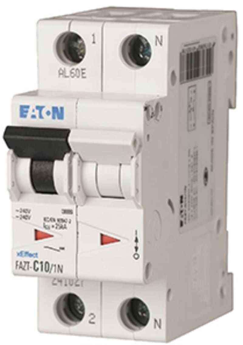 Eaton FAZ-C5/4 Miniature Circuit Breaker — 4P, Type C, 5 A, 15 kA