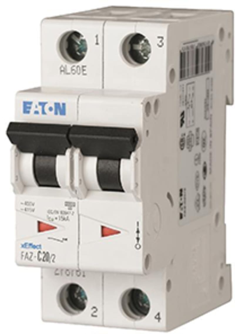 Eaton FAZ-C7/4 Miniature Circuit Breaker — 4P, Type C, 7 A, 15 kA
