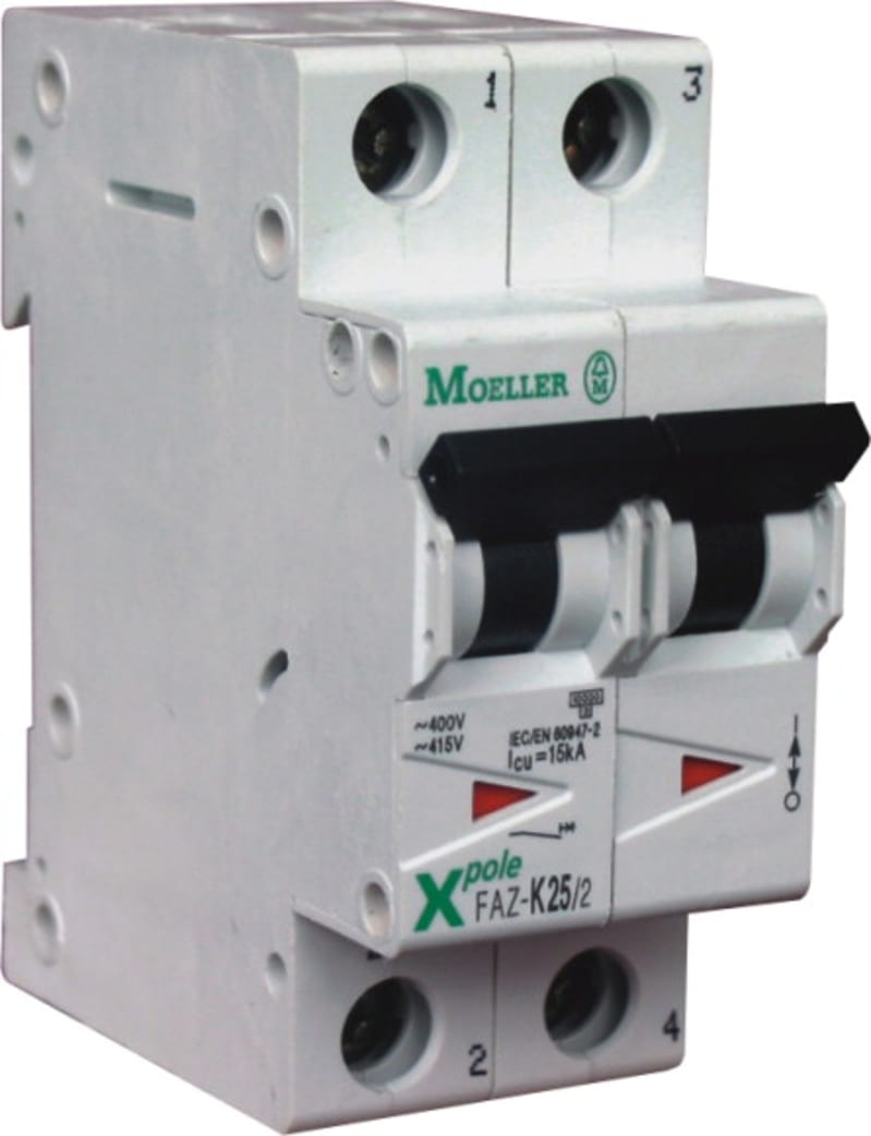 Eaton FAZ-K8/2 Miniature Circuit Breaker — 2P, Type K, 8 A, 15 kA