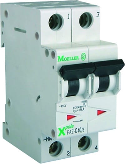 Eaton FAZ-B40/2 Miniature Circuit Breaker — 2P, Type B, 40 A, 15 kA