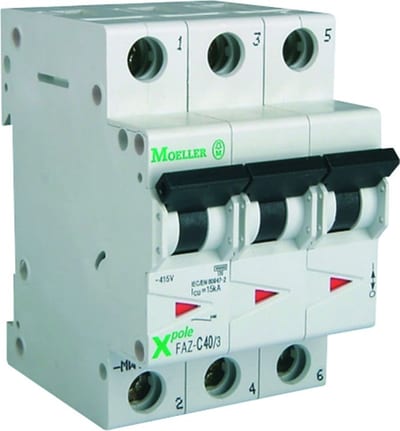 Eaton FAZ-B40/3 Miniature Circuit Breaker — 3P, Type B, 40 A, 15 kA