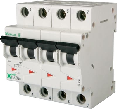 Eaton FAZ-B13/4 Miniature Circuit Breaker — 4P, Type B, 13 A, 15 kA
