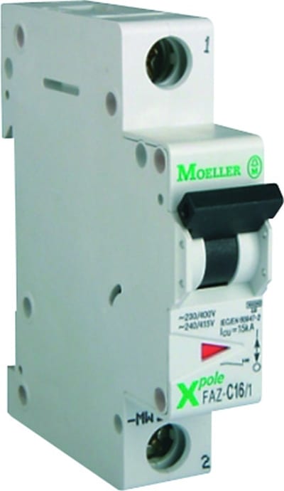 Eaton FAZ-C6/1 Miniature Circuit Breaker — 1P, Type C, 6 A, 15 kA