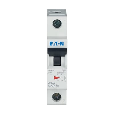 Eaton FAZ-C10/1 Miniature Circuit Breaker — 1P, Type C, 10 A, 15 kA