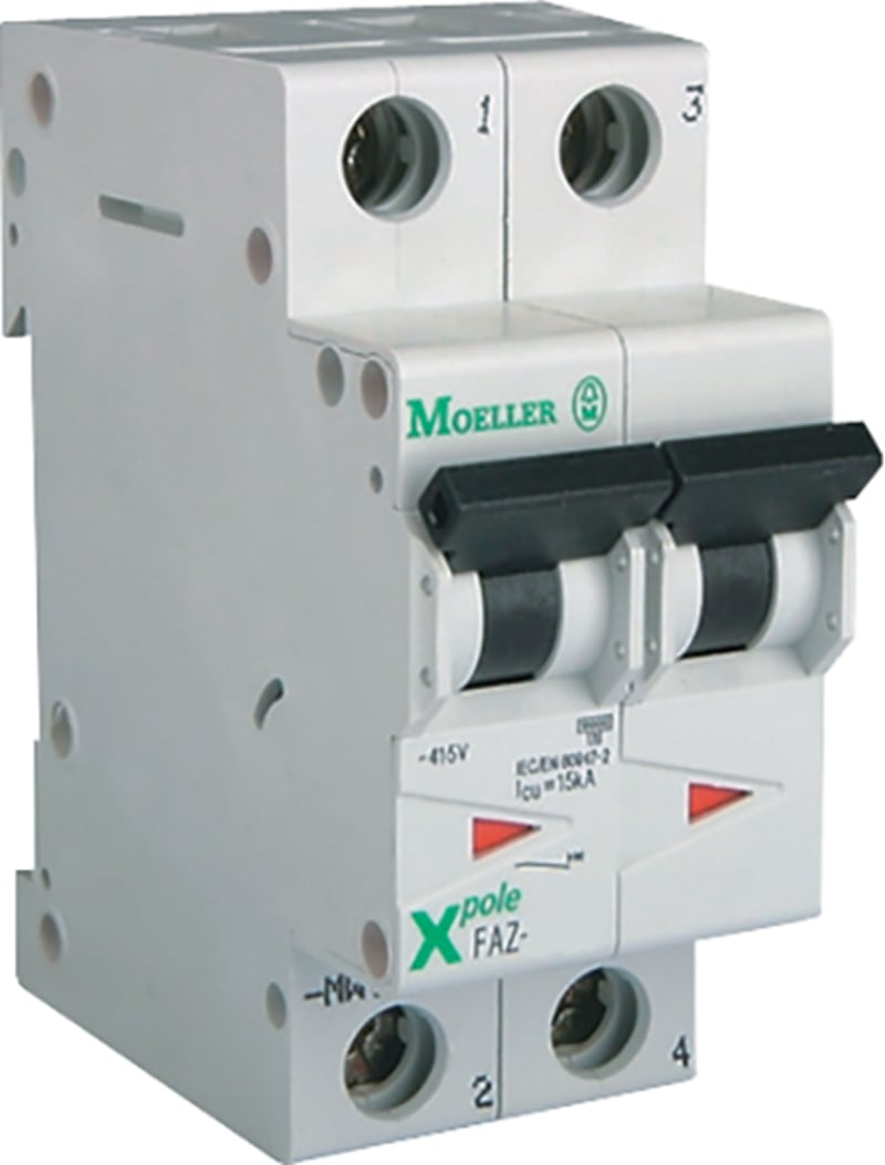 Eaton FAZ-C13/2 Miniature Circuit Breaker — 2P, Type C, 13 A, 15 kA